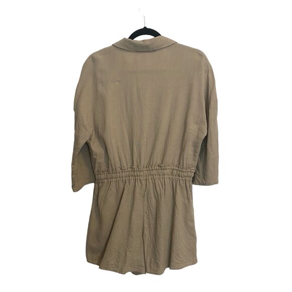 Zara Romper Jumper Sz M Linen Blend Oversized Minimalist Travel Clean Girl - Picture 2 of 8